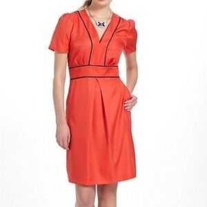 Anthropologie Karen Walker Red Orange Piped Perdita Mini Dress Size 4
